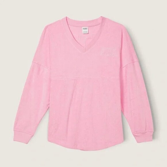 Victoria's Secret PINK Varsity Beach Terry V Neck Top Cupid Pink Size Small - Picture 3 of 9